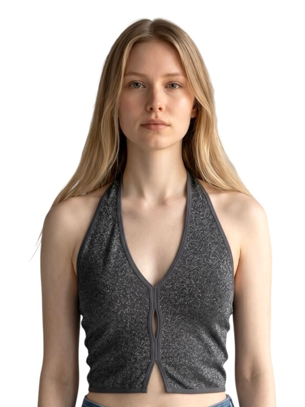 Anthropologie Cropped Lurex Tank Halter